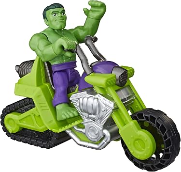 Playskool Super Hero Adventures Playskool Heroes Marvel Hulk Smash Tank, 5-Inch Figure and Motorcycle Set, Toys for Kids Ages 3 and Up , Green