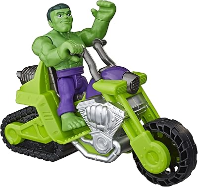 Playskool Super Hero Adventures Playskool Heroes Marvel Hulk Smash Tank, 5-Inch Figure and Motorcycle Set, Toys for Kids Ages 3 and Up , Green