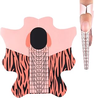 Nail Form Sticky Reusable Nail Forms 100 pcs, Sturdy Nail Extension Forms for Poly Gel Builder Gel, Self-adhesive Paper Nail Forms for Acrylic Nails Nail Model Stencils, Pink