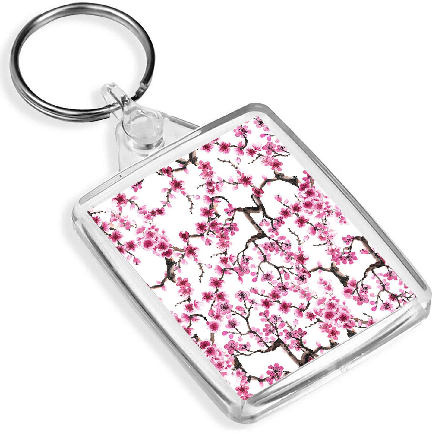 Destination Vinyl Keyrings Pretty Cherry Blossom Keyring Japanese Pink Sakura Tree Plant Keyring #8719