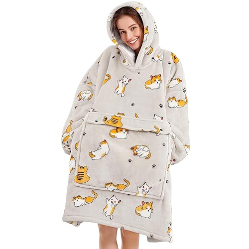 Cozy Oversized Blanket Hoodie Wearable Blanket Adults Soft Hooded Blanket