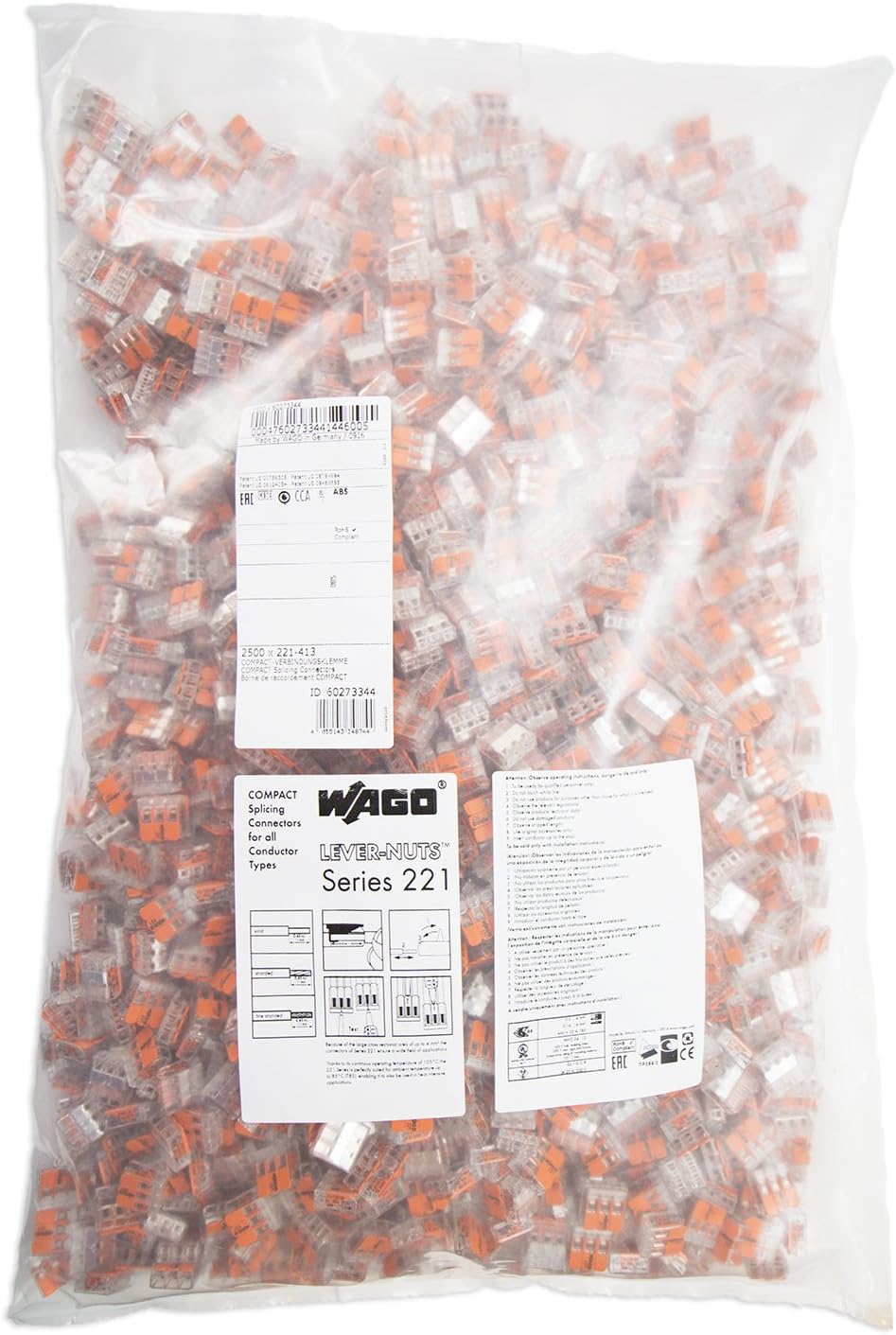 New Deal Wago 221-413 LEVER-NUTS 3 Conductor Compact Connectors 2500 PK Black Friday Clearance Wago 221-413 LEVER-NUTS 3 Conductor Compact Connectors 2500 PK