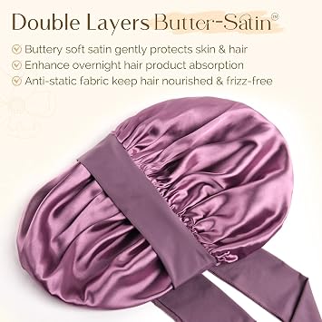 YANIBEST Silk Bonnet for Sleeping Women, Satin Hair Bonnet with Tie Band