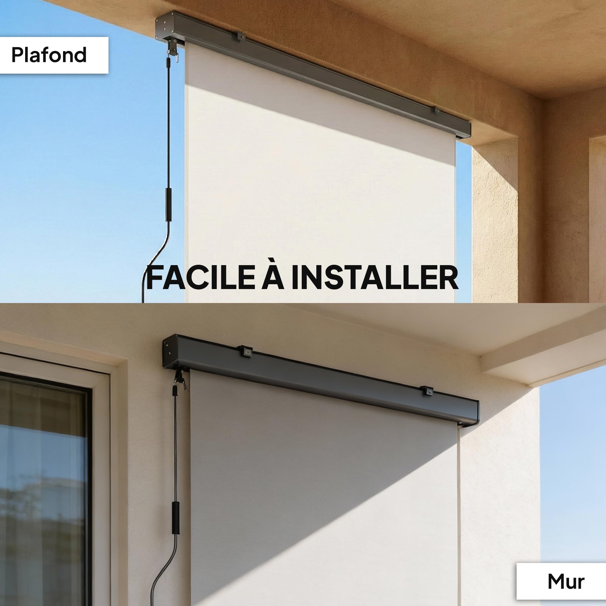 Outsunny Store Enrouleur Extérieur Occultant Manivelle 250x160cm Crème