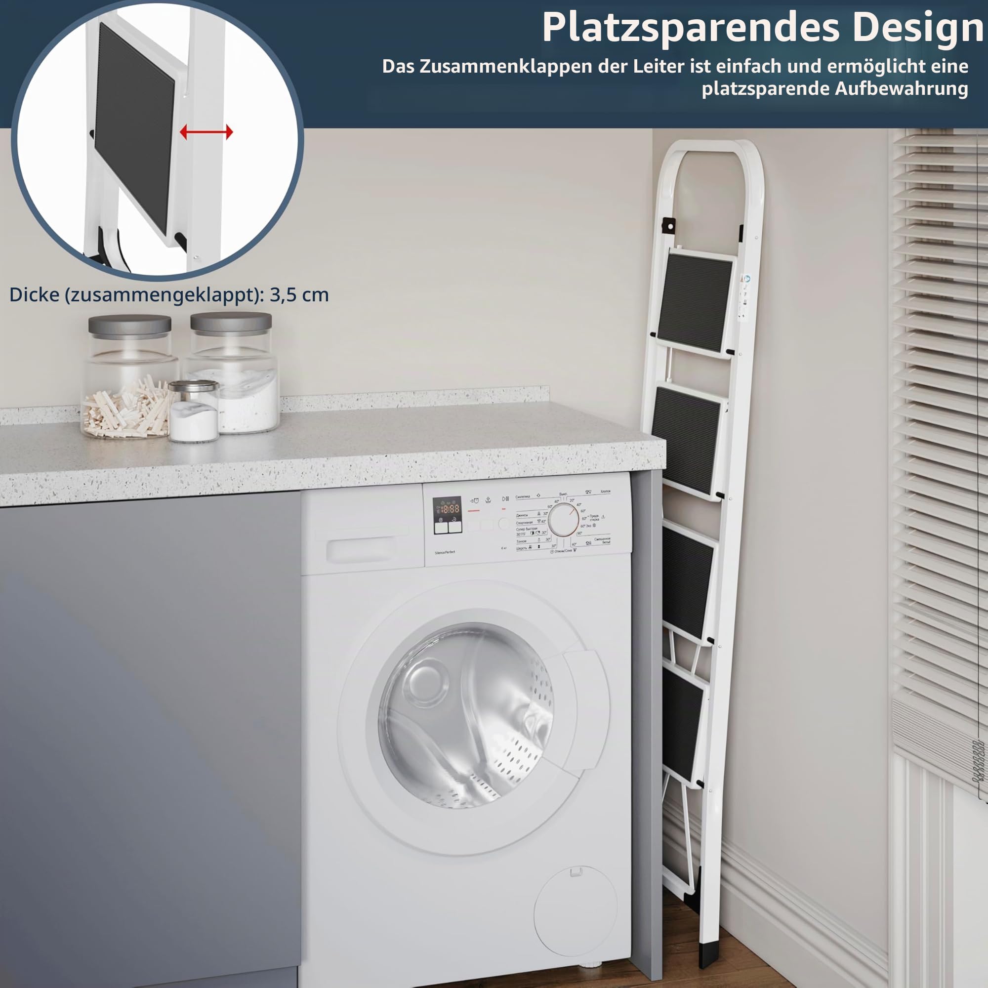 Home Vida® 4 Schritt Leiter, Heavy Duty Stahl, faltbar, tragbar mit Antirutschmatte