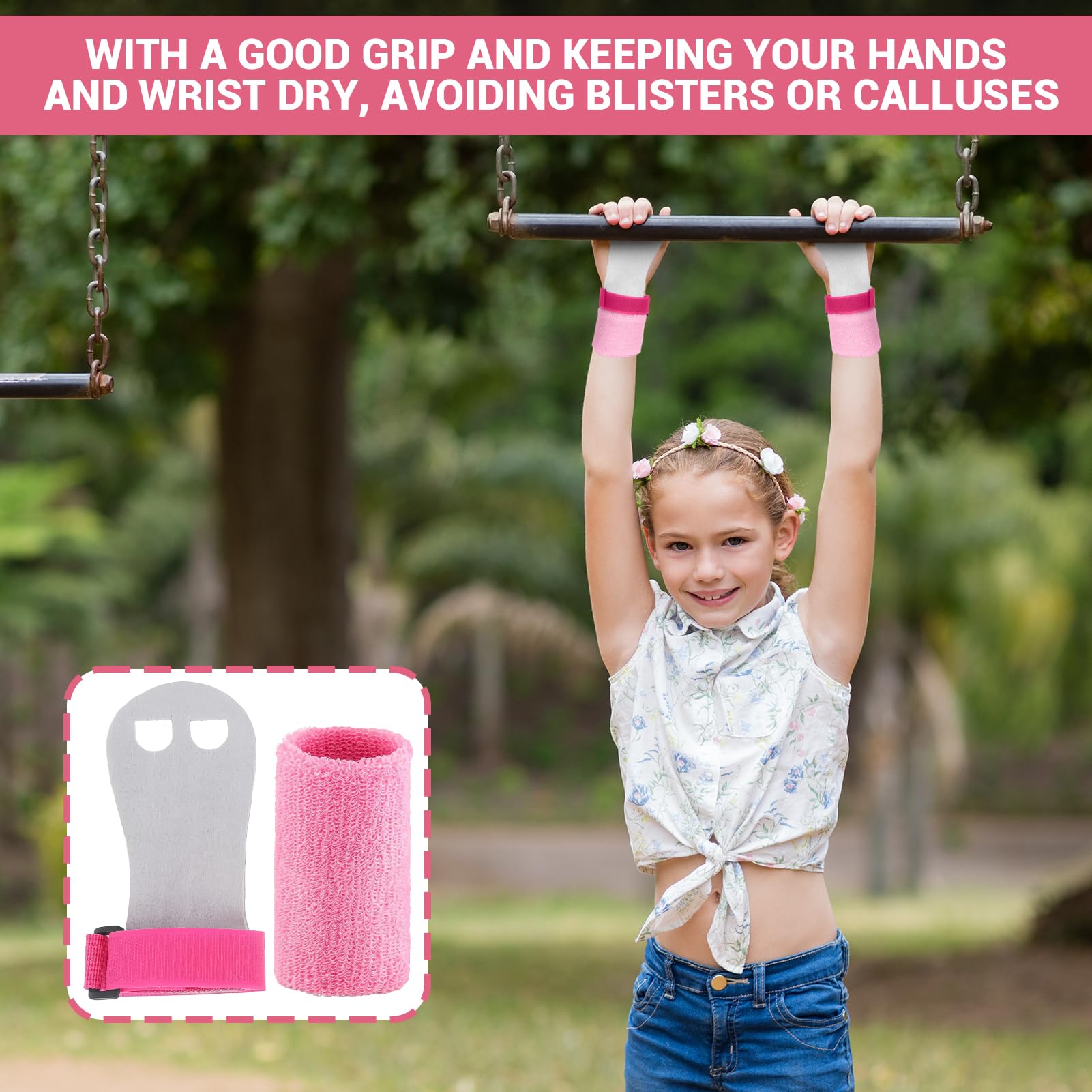 Manique Gymnastique Fille avec Sangles de Protège-Poignet, Gants de Gym pour Enfants - Exercice Traction