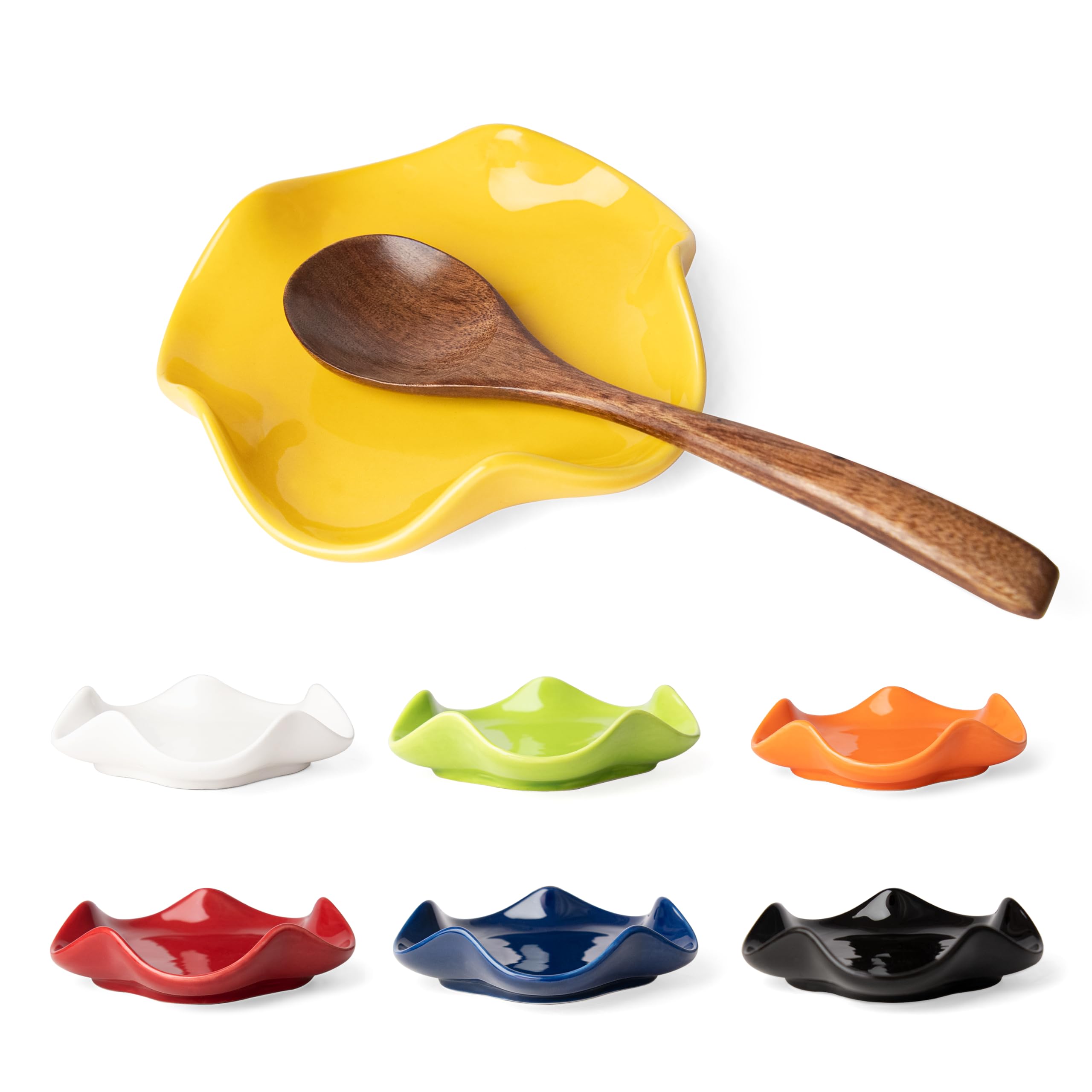 Spoon Rest for Stove Top, 5.3 Inch Ceramic Spoon Holder for Kitchen Counter