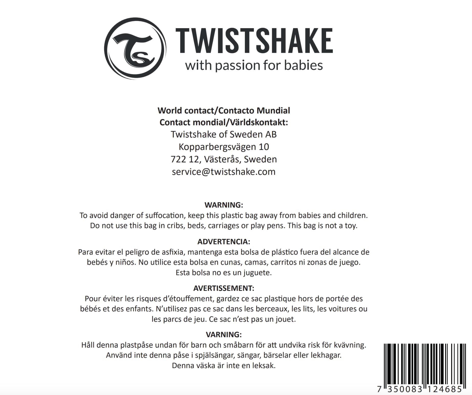Twistshake Wickeltasche 15 L mit Wickelunterlage und Babyflaschenfächer, Schwarz
