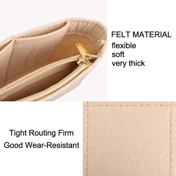 GADITIEK 2-Pack Mini Bag Strap for Long Champ, Long Champ Bag Organizer, Punch-Free Adjustable Buckle Strap Design, Multi-Pocket Felt Handbag Organizer, for Small Tote Bag Organizer(0.9cm)