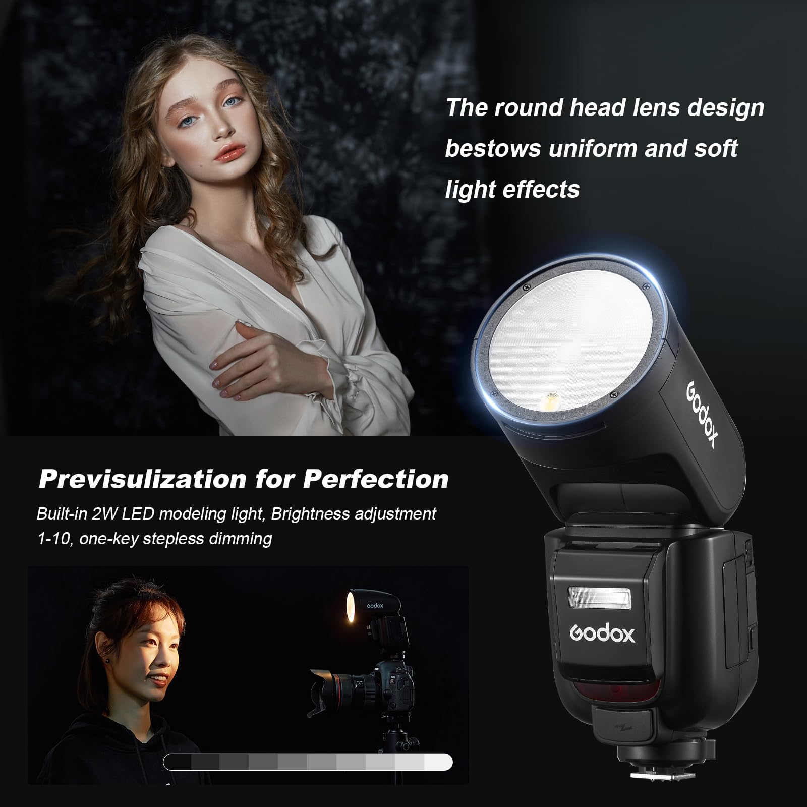 Godox V1PRO-S V1Pro S Flash per Fotocamera a Testa Tonda Speedlite TTL 2.4G Wireless TTL Speedlight Strobe, 76Ws HSS 1/8000s con Batteria agli ioni di litio per Fotocamere Sony