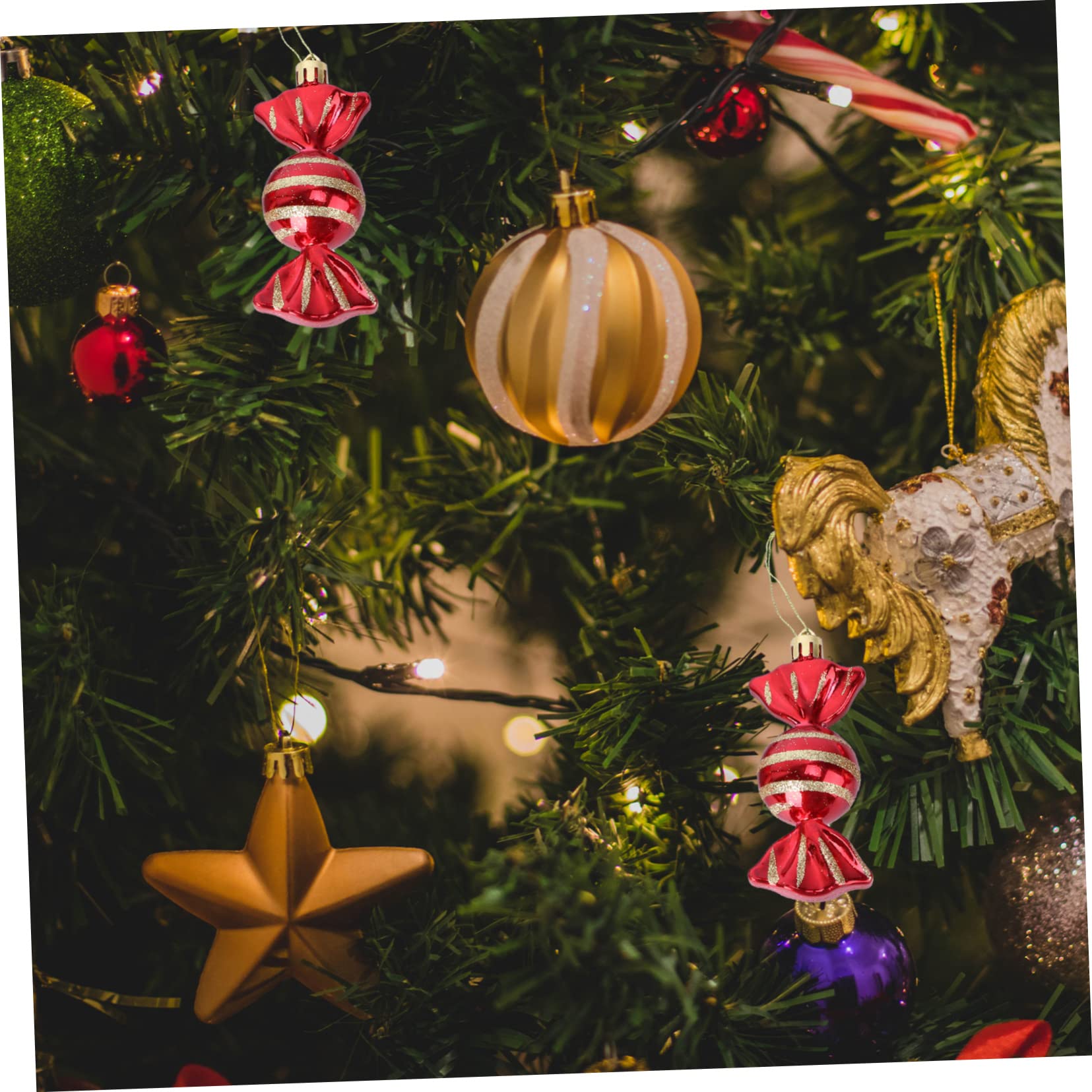 ifundom 24stücke Teiliges Weihnachtsanhänger Zuckerstangenform Stilvolle Weihnachtsbaum-Dekorationen Für Festliches Für Feiern Und Partys