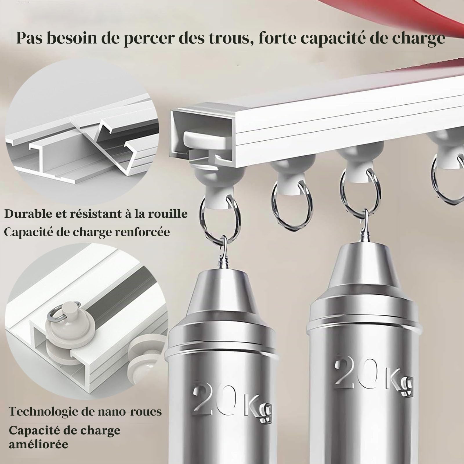 Générique Rideau de Placard Coulissant avec Rail, Rideau Autocollant D'Étagère de Cuisine D'ombrage Rideaux de Placard Imperméables pour Étagères,Gris,W110cm/H90cm
