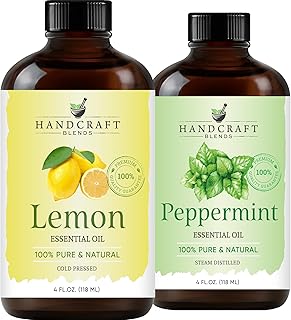 Handcraft Blends Lemon Essential Oil and Peppermint Essential Oil Set – Huge 4 Fl. Oz – 100% Pure and Natural Essential Oi...