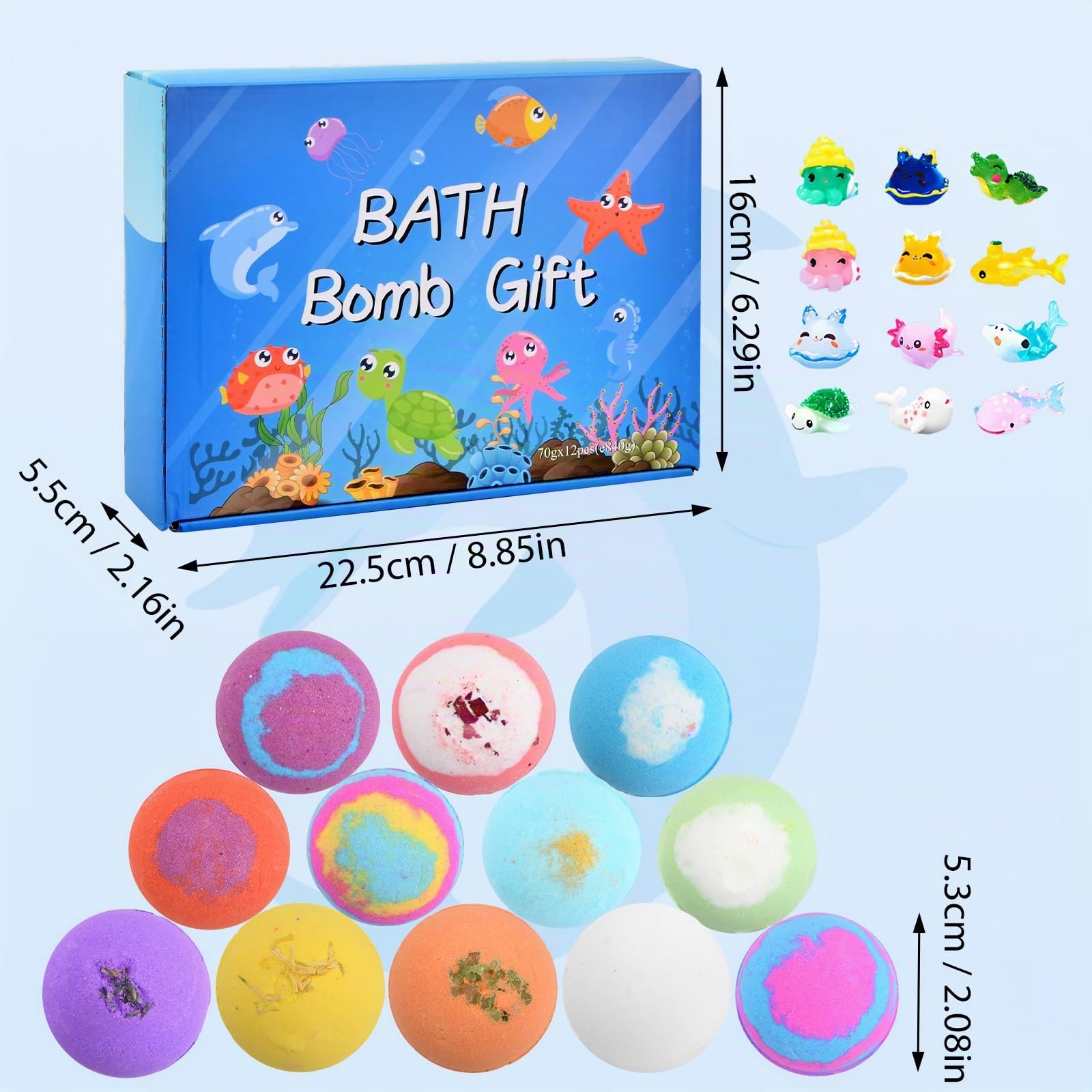 12 Pezzi Set Regalo di Bombe da Bagno, Naturali Bombe da Bagno per Bambini con Sorpresa all'interno, Fizzies da Spa, Aromaterapia con Oli Essenziali, Regalo per Ragazze e Ragazzi (Verde)