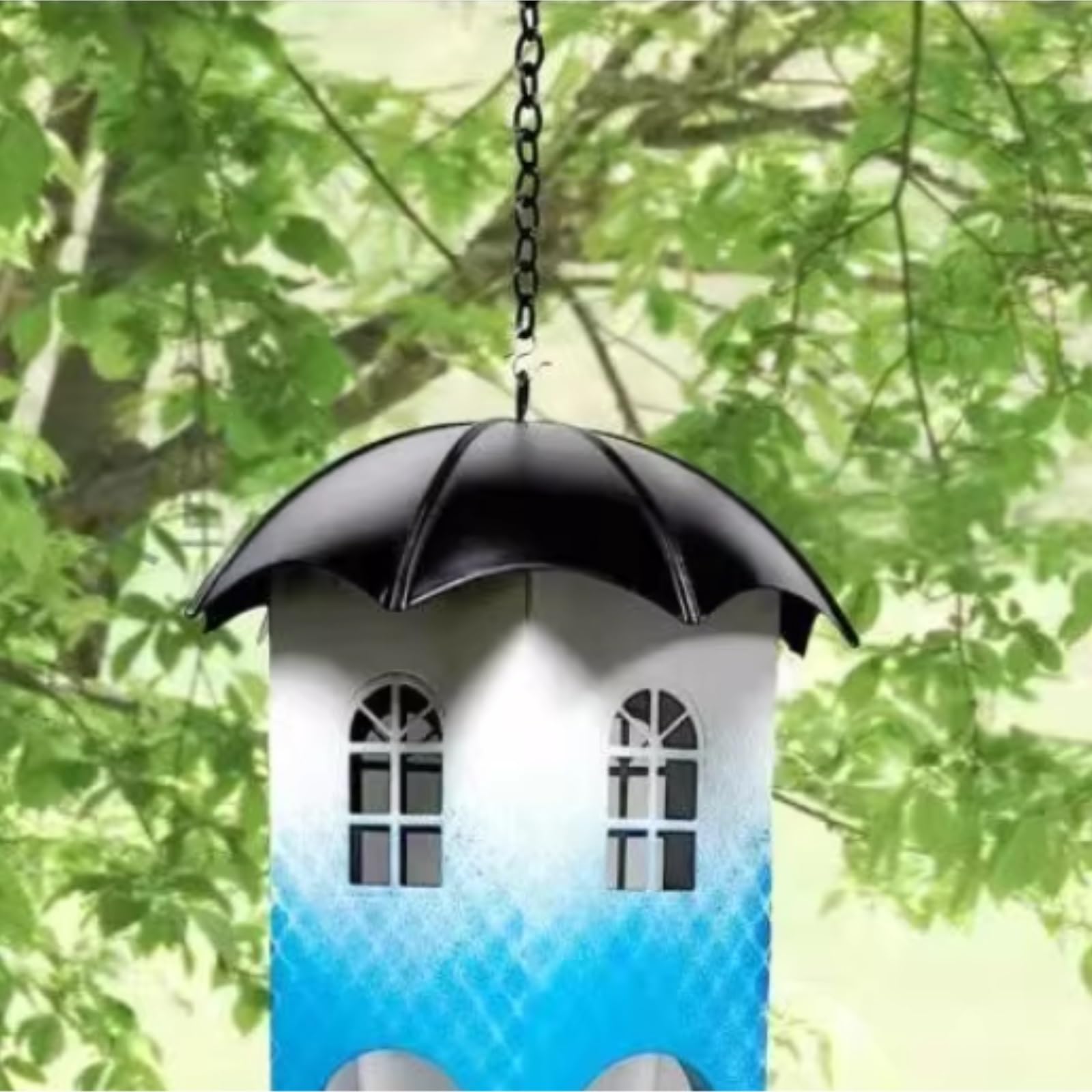 Ptaków Ogrodowych Karmnik Dla Ptaków Do Zawieszenia Na Zewnątrz, Odporny Warunki Atmosferyczne W Kształcie Wiejskiego Ogrodu Karmnik(Blue)