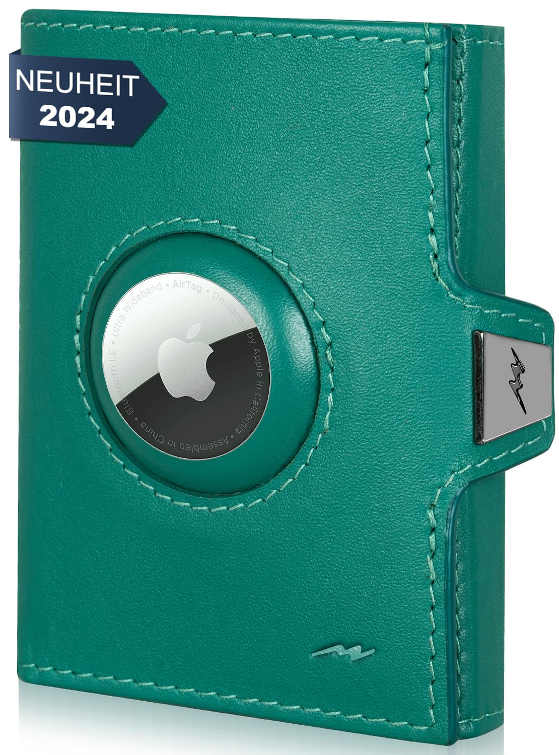 Marc Peter® Jupiter Airtag Echtleder Geldbörse mit Münzfach | Kleines Airtag Portemonnaie für Herren mit RFID | Apple Airtag Mini Geldbörse für Männer