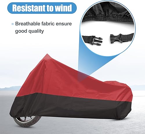 Miniatura 3 de uxcell Funda para motocicleta de cubierta completa para exteriores, impermeable, protector contra el polvo, 180T, XXL, rojo y negro, para Honda Most