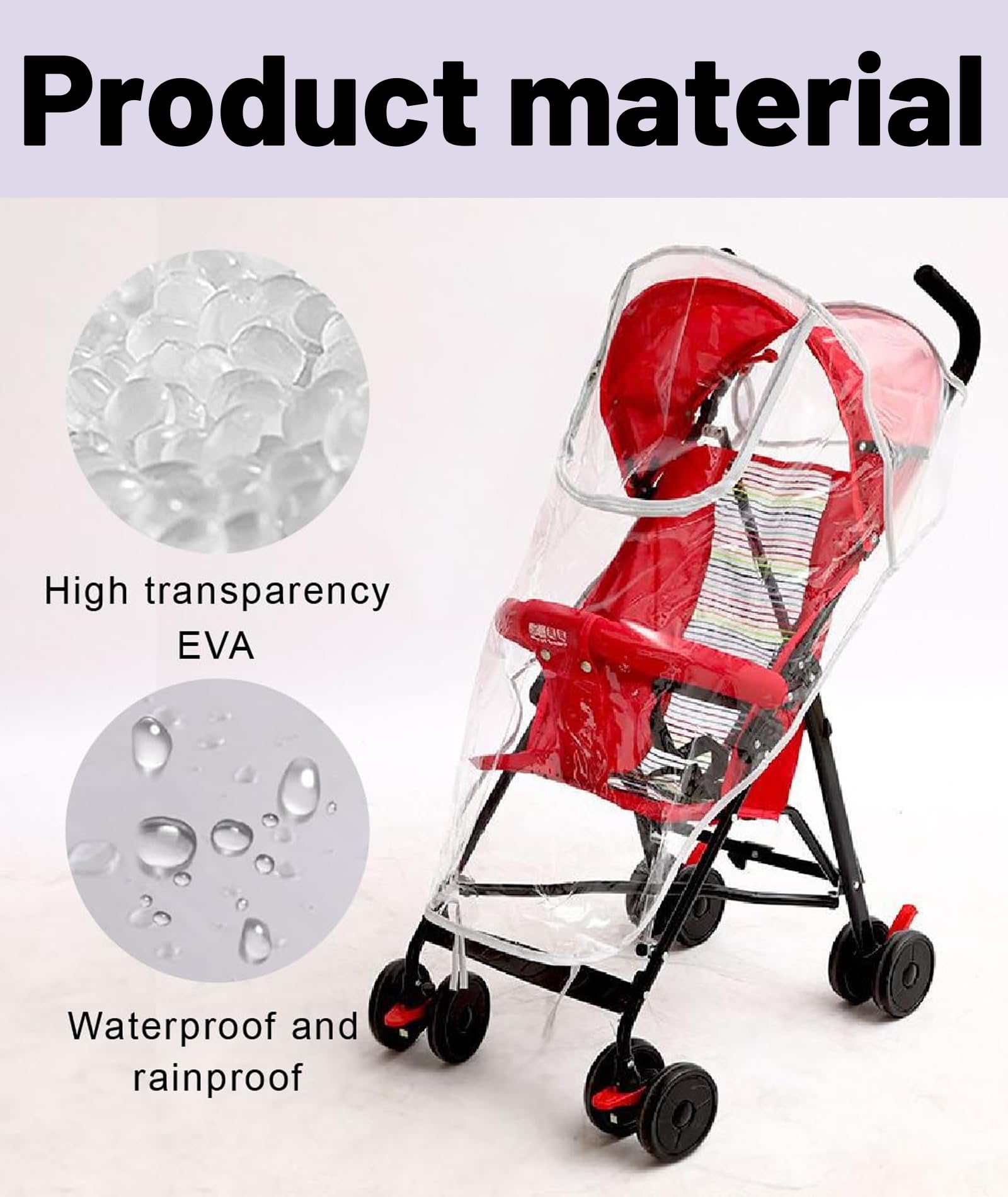 Baby Stroller Rain Cover, Universal Waterproof Windproof Stroller Accessory with Window Cover for Rain, Protects from Dust and Snow, Travel-Ready Design for Outdoor Use - Image 4 thumbnail