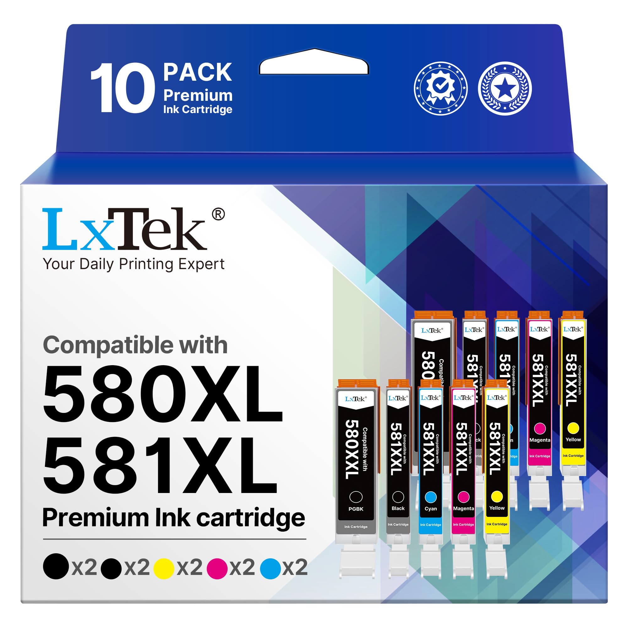 LxTek Druckerpatronen 580 581 Multipack Kompatibel für Canon TR8550 Druckerpatronen Pixma TR8550 TS6150 TS8150 TS8250 TS6250 TR7550 TS705 TS705a TS8151 TS6151 TS8152 TS9150 TS9155 TS9550 (5er-Pack)