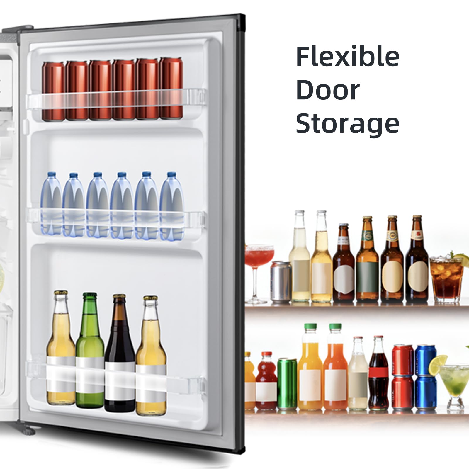 CHiQ CSF101D4EU, Under Counter Fridge, 92L, 7 Temp Settings, Chill Zone, H831 x W474 x D447(mm), Reversible Door, Adjustable Shelves, Sleek Design, Black [Energy Class E] — view 6