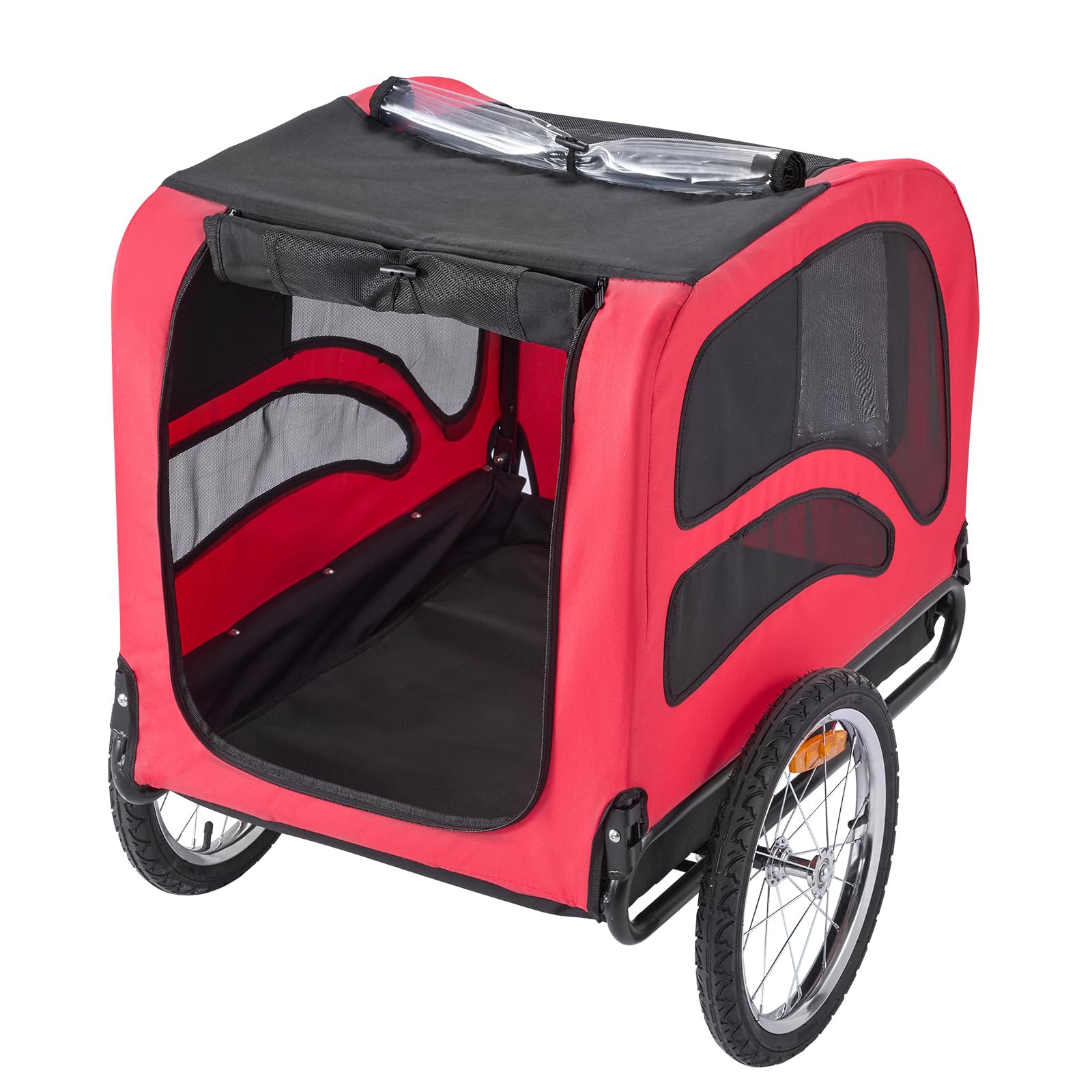 VEVOR Remorque de Vélo Chien Pliable Charge 45 kg Porte Animaux de Compagnie de Vélo Cadre Facile à Plier avec Roues à Dégagement Rapide, Coupleur de Vélo Universel,Réflecteurs, Drapeau