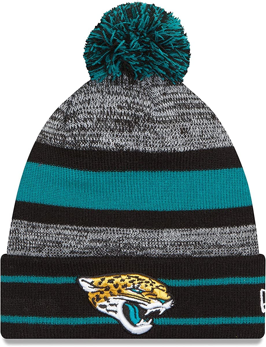 New Era Unisex Jacksonville Jaguars -Adult Nfl Official Sport Knit Classic Cuffed Knit Pom Beanie Hat, One Size