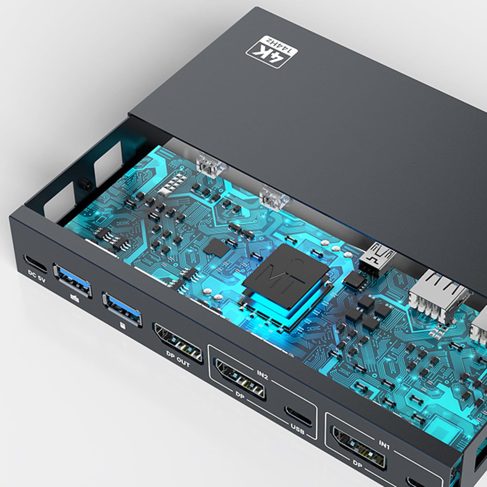 Switch KVM USB DisplayPort 2 in 1 Out Ingressi misti 2 porte 4K@144Hz KVM Share 1 Monitor per PC Laptop Tastiera