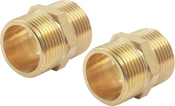 Litoexpe 2 Pcs Solid Brass Pipe Fitting Hex Nipple 3/4" x 3/4" NPT Male Pipe Adapter, Heavy Brass Pipe Adapter Fittings Equal Nipples Connectors