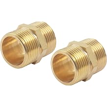 Litoexpe 2 Pcs Solid Brass Pipe Fitting Hex Nipple 3/4" x 3/4" NPT Male Pipe Adapter, Heavy Brass Pipe Adapter Fittings Equal Nipples Connectors