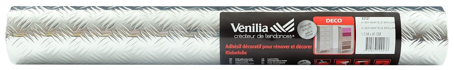 Venilia 53127 Shiny Polished Steel Decorative Adhesive