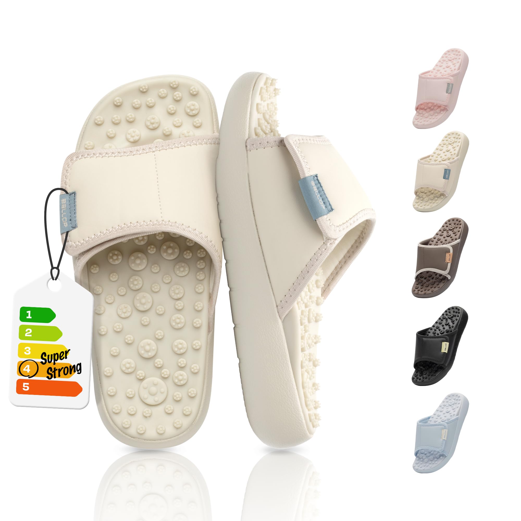 BALLOP Mamuring Akupressur-Sandalen für Damen und Herren, Fußmassage, Slipper mit asymmetrischen Reflexzonen-Punkten und Unterstützung des Fußgewölbes für Schmerzlinderung und ganztägigen Komfort