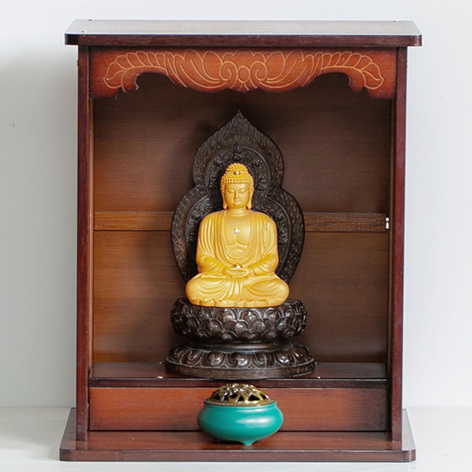 Altare In Legno Bambù Per Santuario - Piedistallo Per Statue Buddha, Meditazione, 40x32x48 Cm