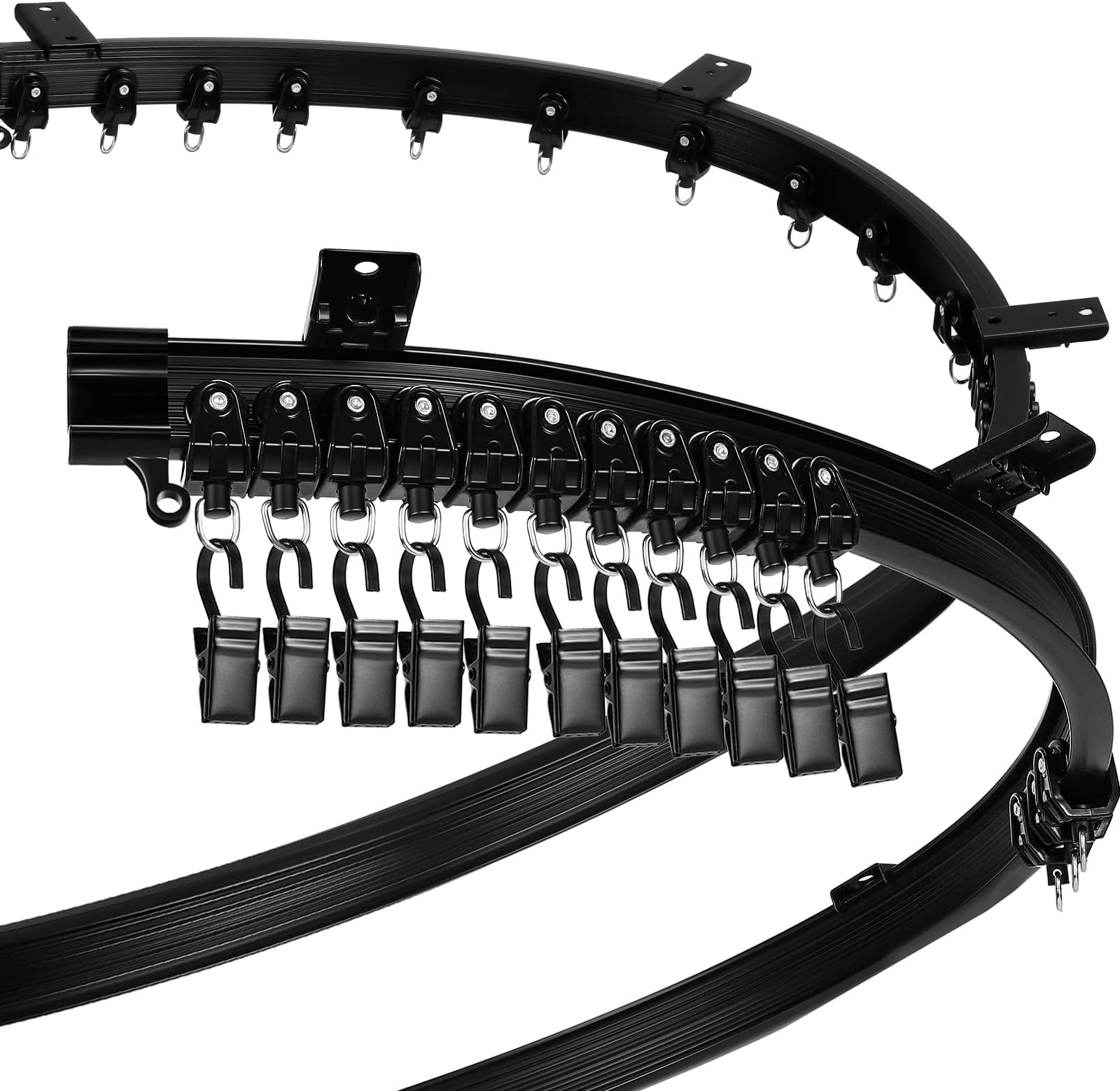 Jetec Curved Ceiling Curtain Track 8 m/ 26 ft Bendable Mount for Curtain Rail Bunk Bed Shower Rod Bay Window Room Divider Flexible Straight (Black)
