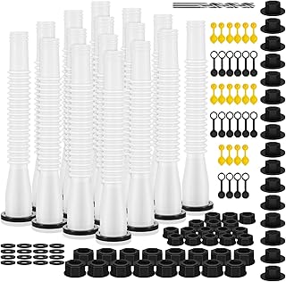 Frienda 16 Kits Gas Can Spout Replacement Set Gas Can Nozzle with Screw Collar Caps Gasket Stopper 2 Kinds Gas Can Vent Cap Bendable Nozzle Kit for Oil Gas Cans Water Gas Container Jug, Clear