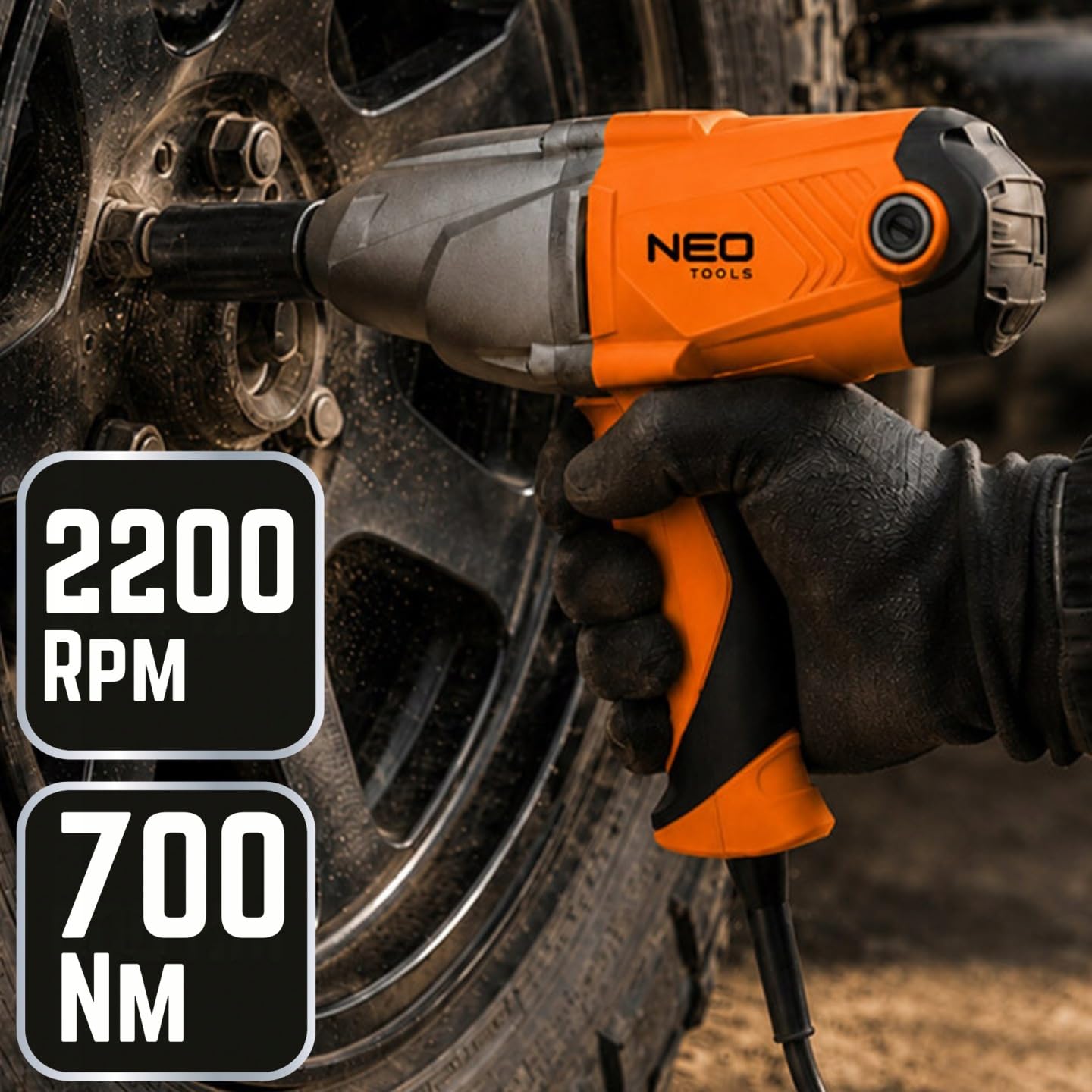 NEO TOOLS Elektryczna wkrętarka udarowa 1100 W 700 Nm 1/2 cala z walizką