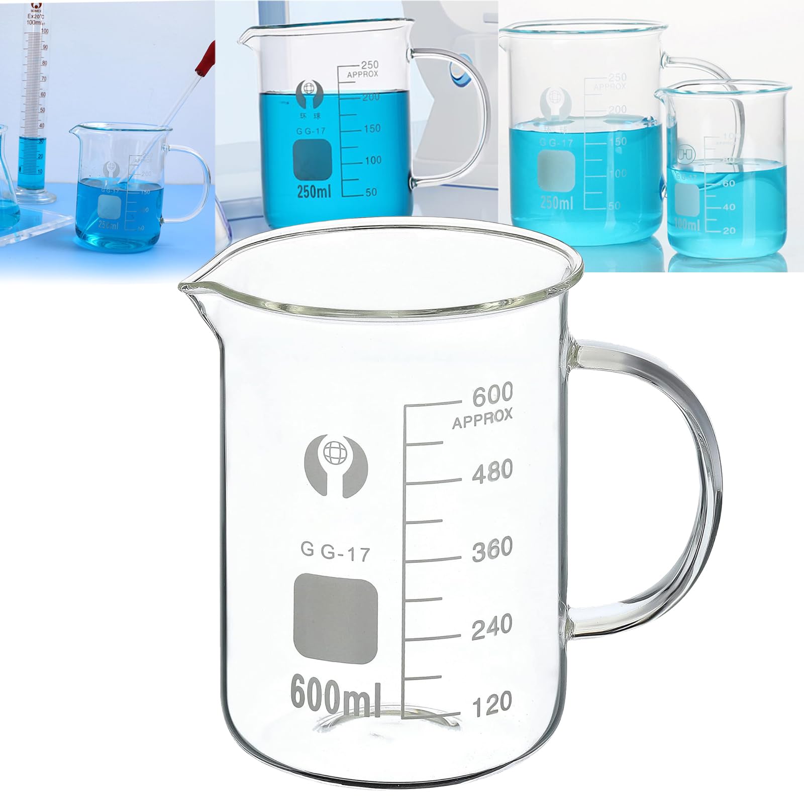 Vaso De Precipitados (600-2000 Ml), con Asa, Resistente A Altas Temperaturas/Reutilizable, Escalas Precisas/fácil De Medir, Pico Cónico, para Experimentos De Enseñanza,2000ml