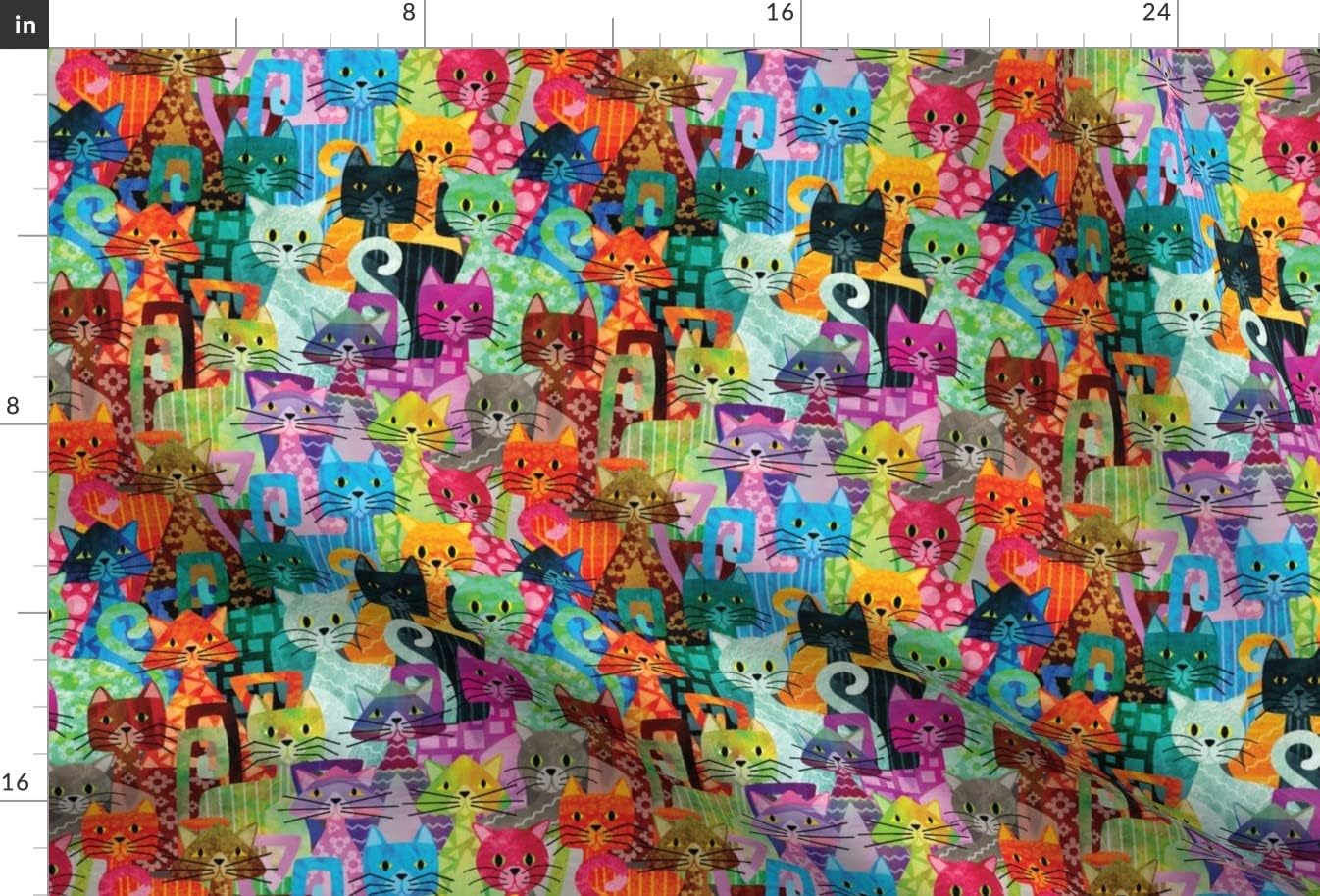 Spoonflower Fabric - Colorful Cats Cat Lady Kitten Feline Multicolor Rainbow Printed on Minky Fabric by The Yard - Sewing Baby Blankets Quilt Backing Plush