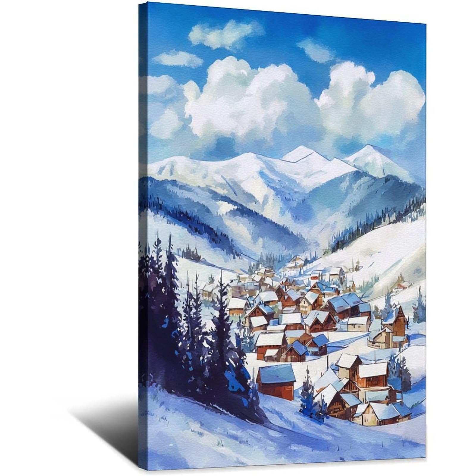 La Plagne Ski Posters 20x30inch(50x75cm) Vintage Watercolor Canvas Art