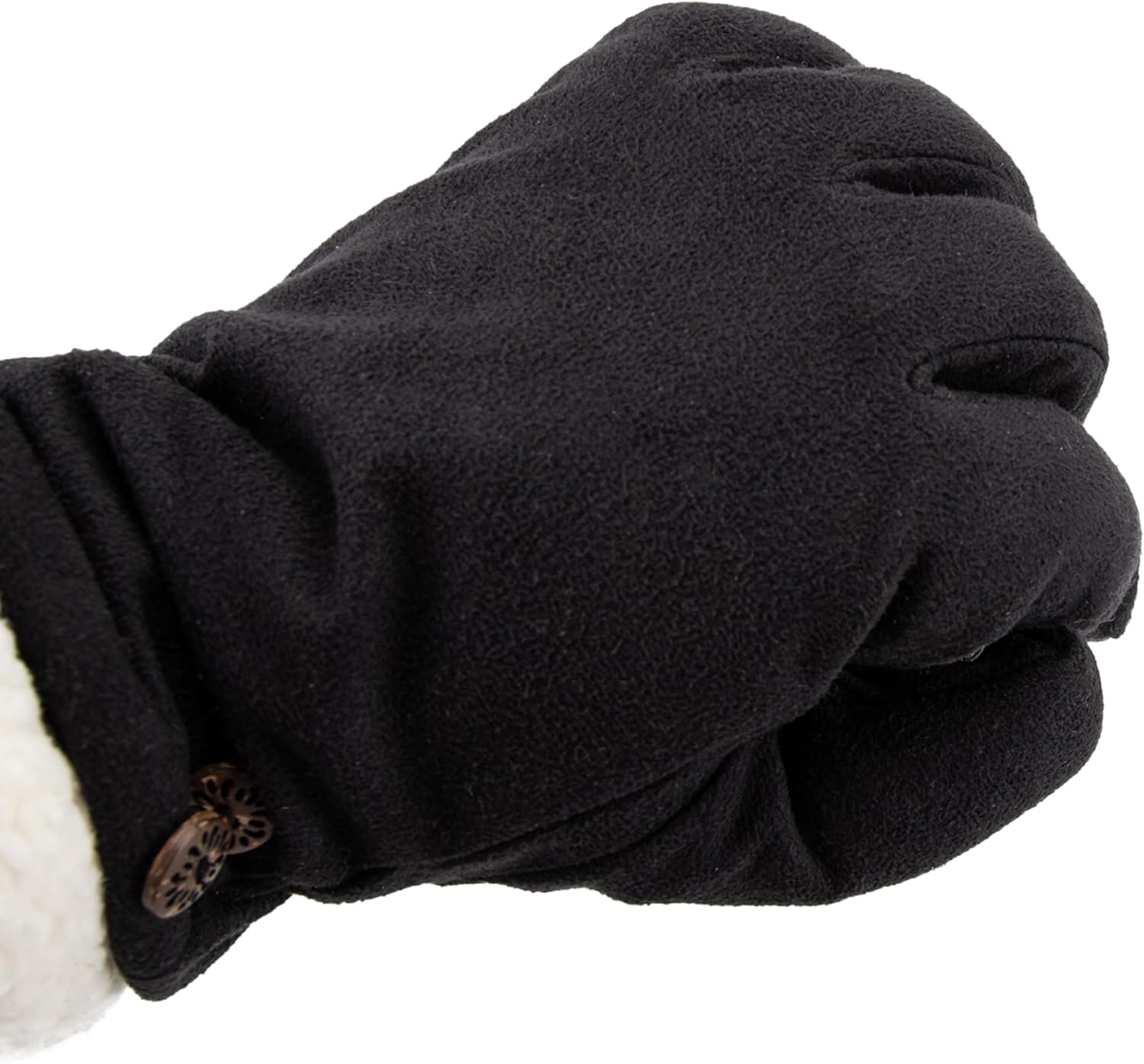 isotoner womens Water Repellent Touchscreen Microsuede Sherpa Lined Gloves With Buttons - Image 6