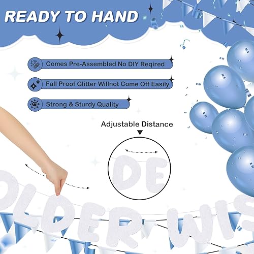 Miniatura 198 de Fulmoon Juego de 3 carteles de cumpleaños con purpurina para mujeres de 30, 40, 50, 60, 70, 80, cumpleaños, regalo (dorado)