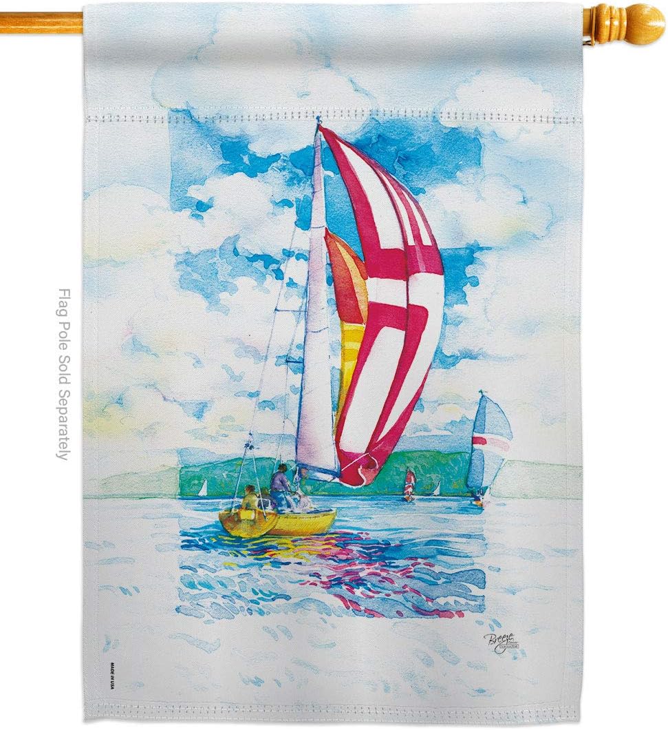 Breeze Decor H109041 Sailboats Decorative Vertical Garden Flag, 28" x 40", Multicolor