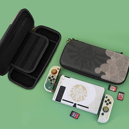 Miniatura 7 de FUNDIARY Black Travel Carrying Case for Nintendo Switch with Zelda Design, Tear of The Kingdom Accessories with Slim Storage Bag, Hard PC Protective