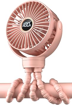 Portable Stroller Fan, Mini Baby Fans Battery Operated with LED Display