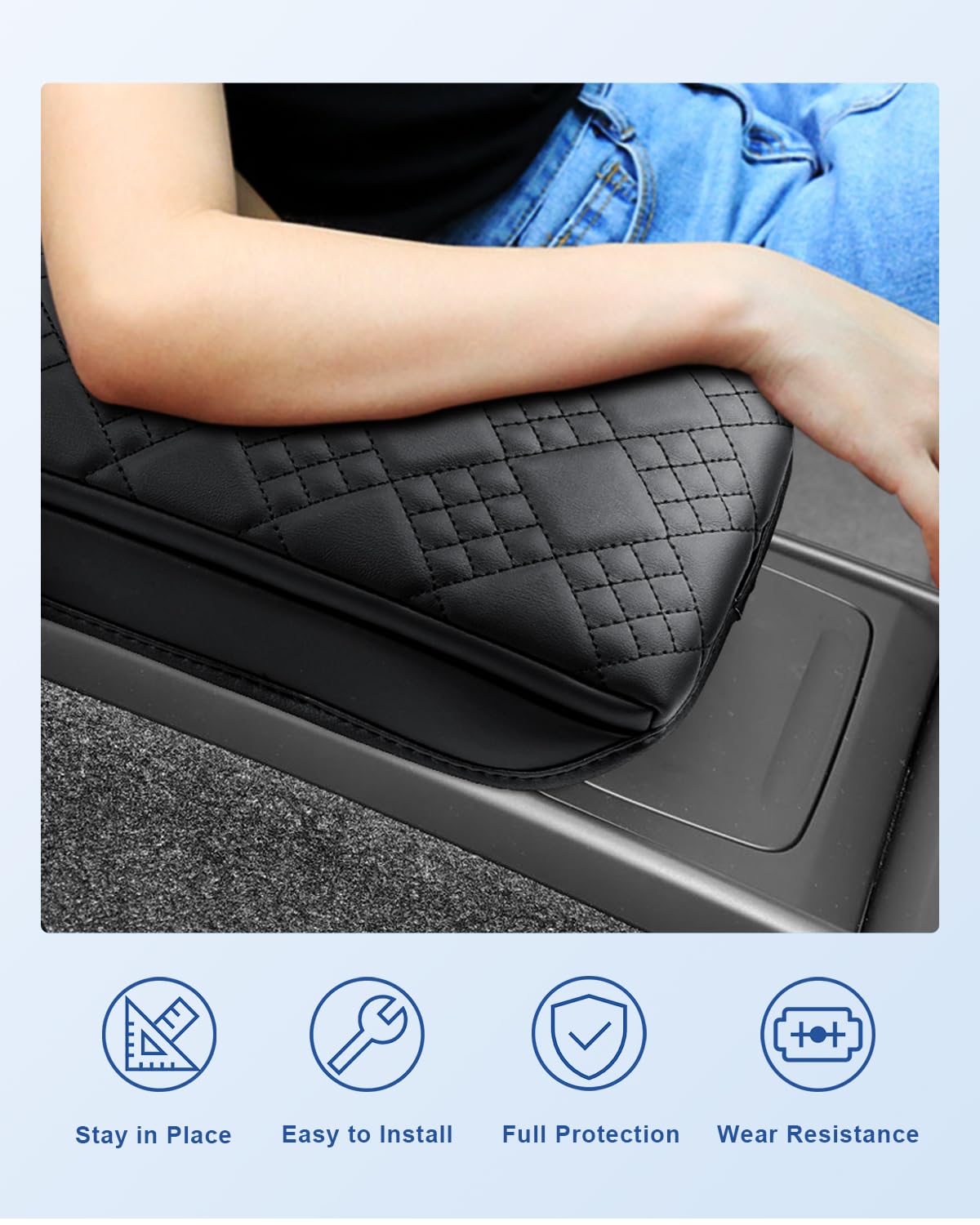 CDEFG Kompatybilny z Volvo XC40 C40 Recharge 2018-2024 2025, podłokietnik środkowy, osłona pokrywy, ochrona przed zadrapaniami, konsola środkowa, podłokietnik ze sztucznej skóry, pokrowiec na samochód