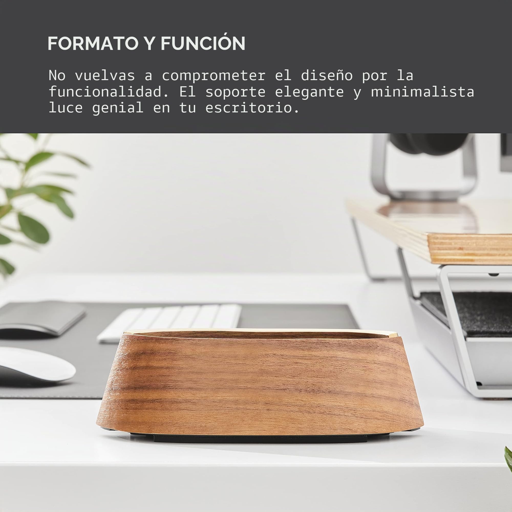 HumanCentric Soporte Vertical para Laptop – Soporte Ajustable y Muelle, Soporte Vertical para Laptop para MacBook Pro y Otros portátiles de 0.5 a 1.5 Pulgadas, Madera de Nogal Negro