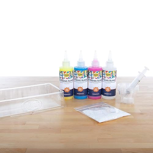 Miniatura 8 de Steve Spangler Science Kit de lujo String Slime, incluye rosa, azul, amarillo y transparente (3.4 onzas cada uno) - Kit de experimentos científicos