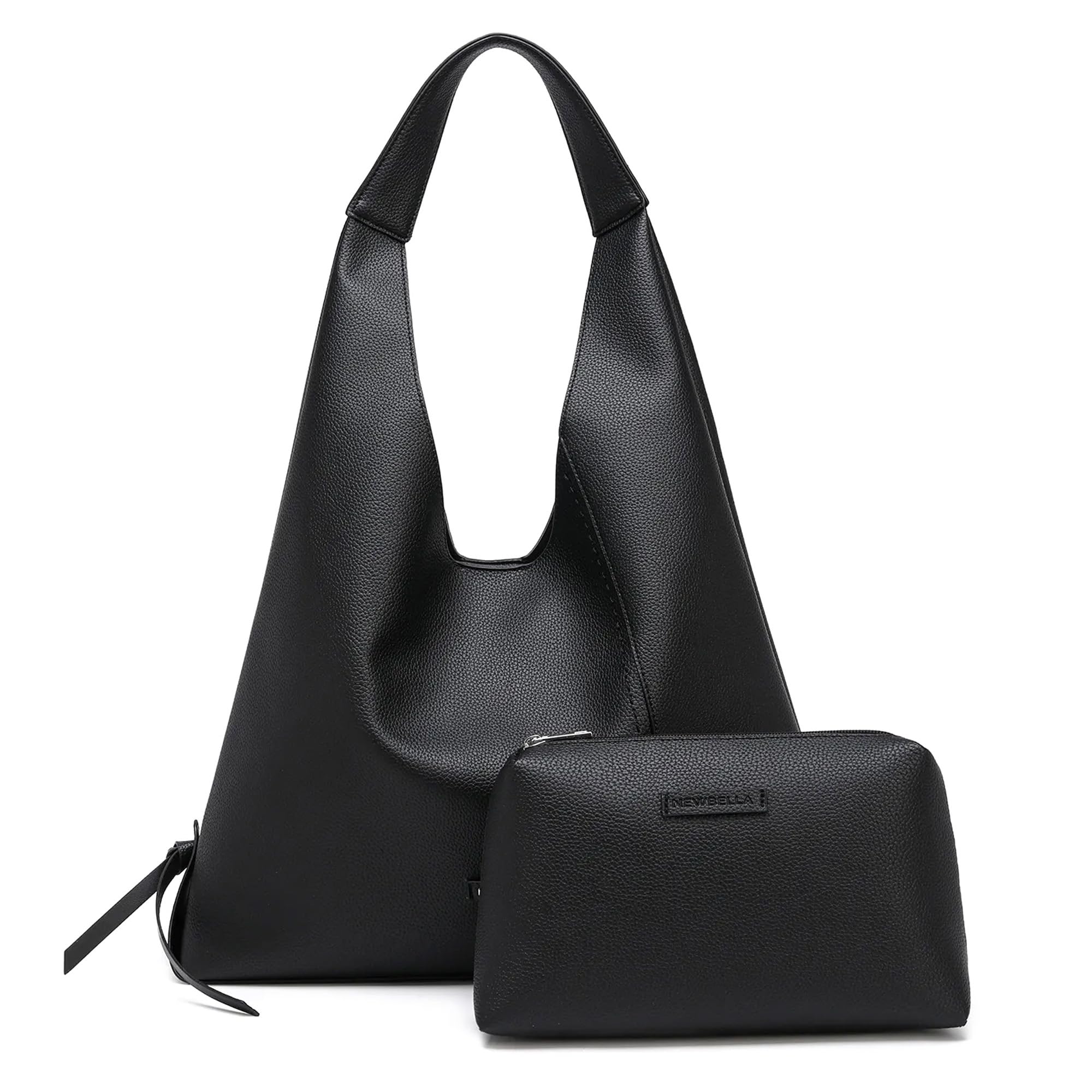 NEWBELLA Womens 2-Piece Foldable Hobo Bag Set-Soft Faux Leather Tote Crossbody Purse