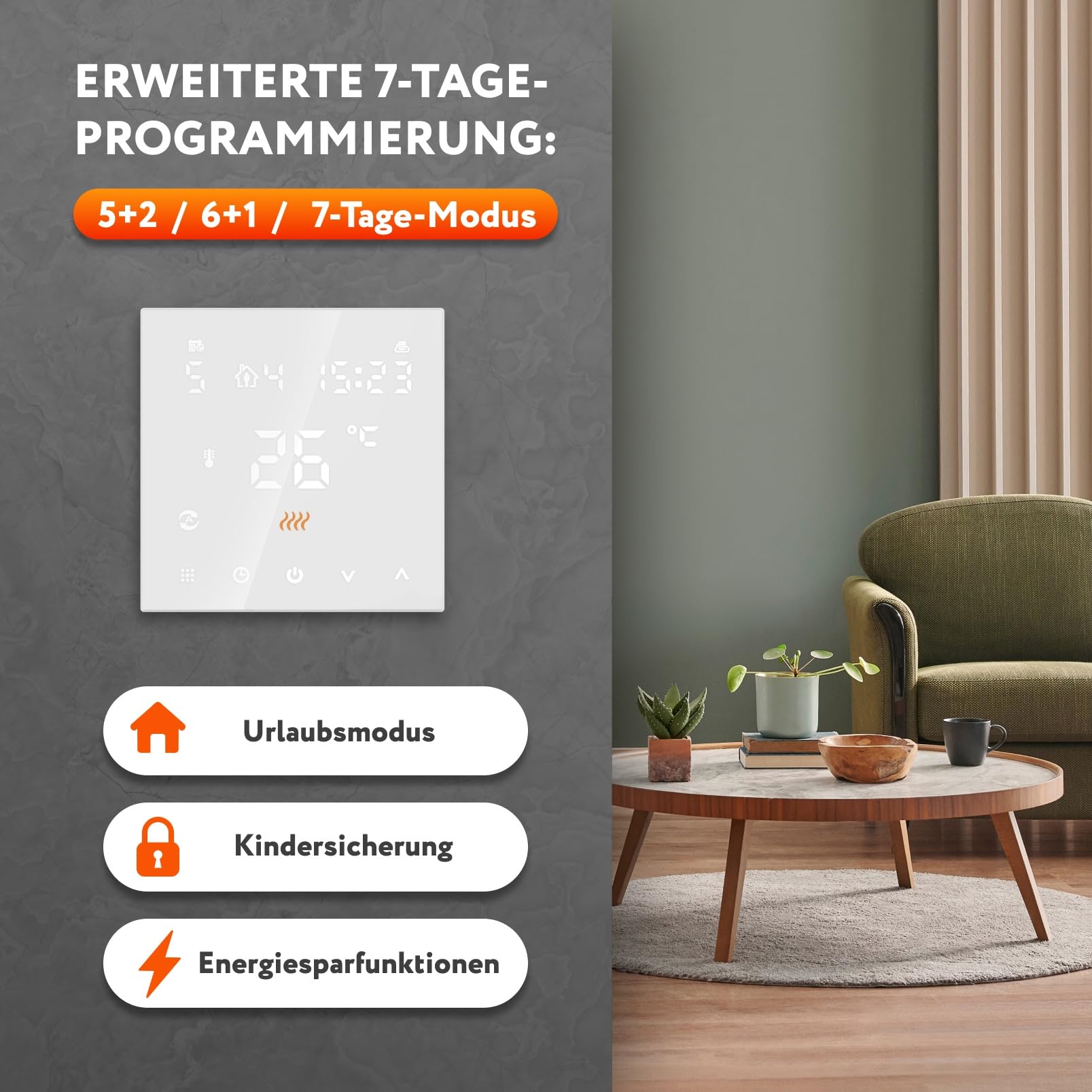 Elektrische Fußbodenheizung für Fliesen: Heizmatte WARMON CLASSIC LIGHT 100 W/m² inkl. digital Thermostat TS 300-Serie, Thermostat:TS 300 Non WiFi Weiß, Mattengröße:2 m²