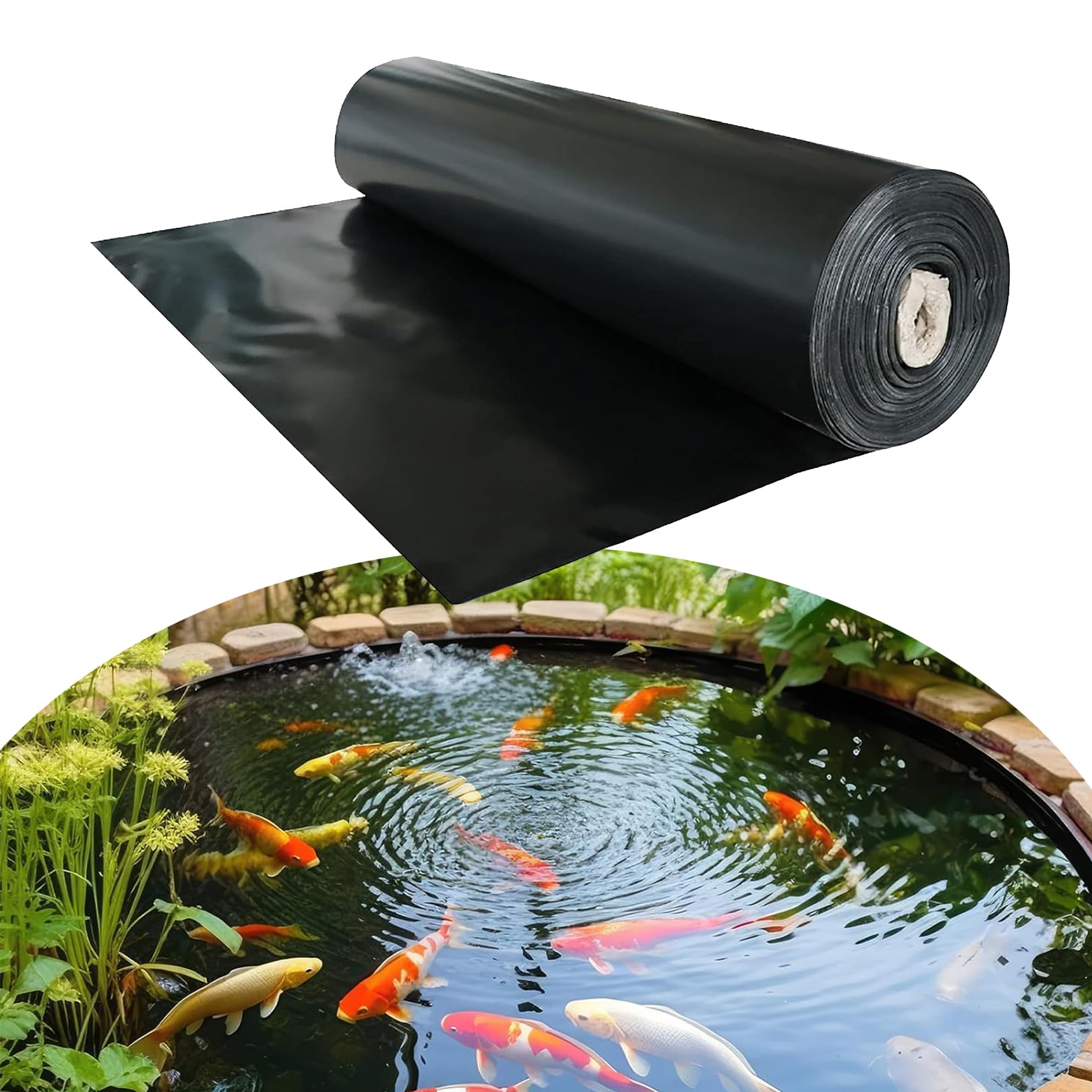 Telo per Laghetto Nero in PVC, 2.5x6m 4x5m 10x10m Rivestimento per Laghetto Resistente, Membrana per Laghetto, Fodera per Laghetto, per Laghetti,Laghetti,Laghetti,Giardini Acquatici,Fontane
