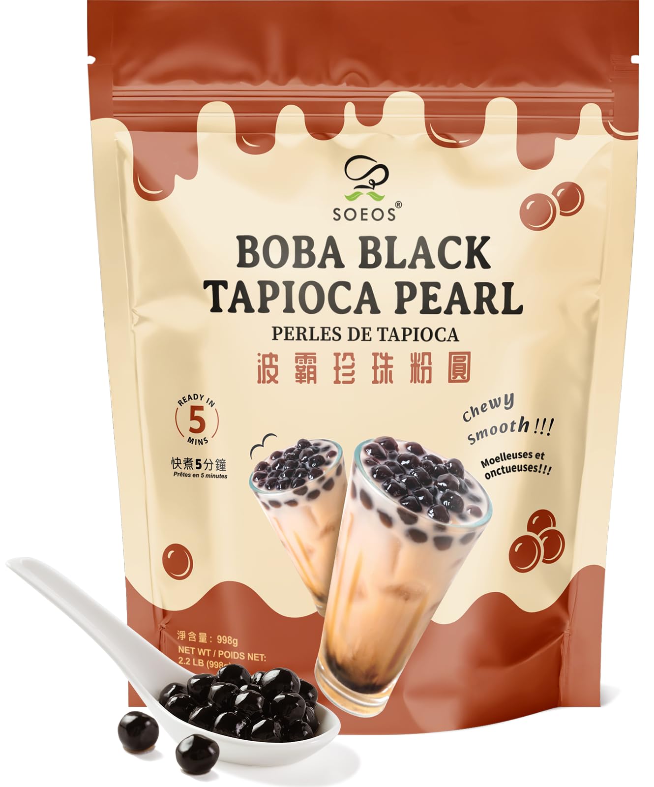 Amazon.com: Soeos Tapioca Pearls 2.2 lb (998g), Boba Pearls for